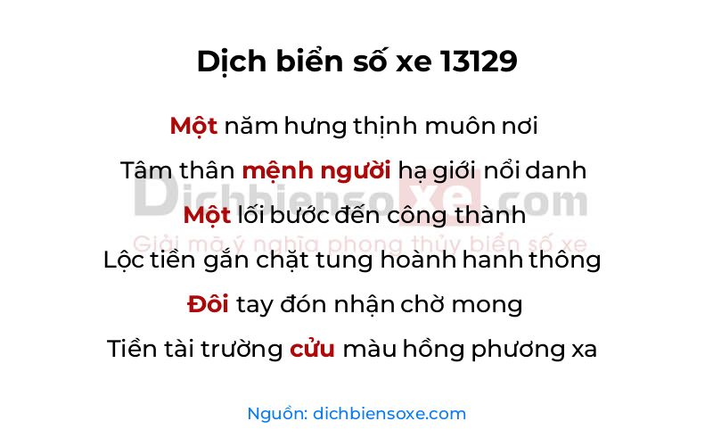 Dịch thơ biển số 13129