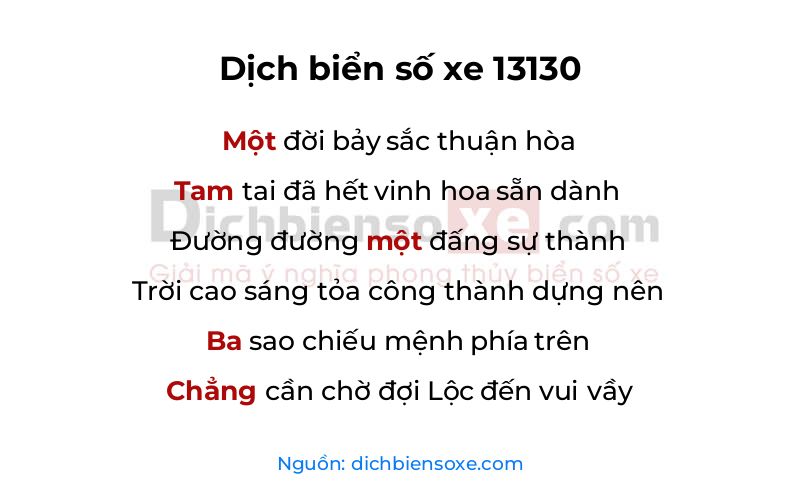 Dịch thơ biển số 13130