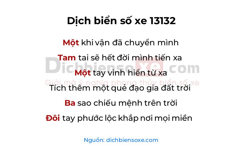 Dịch thơ biển số 13132
