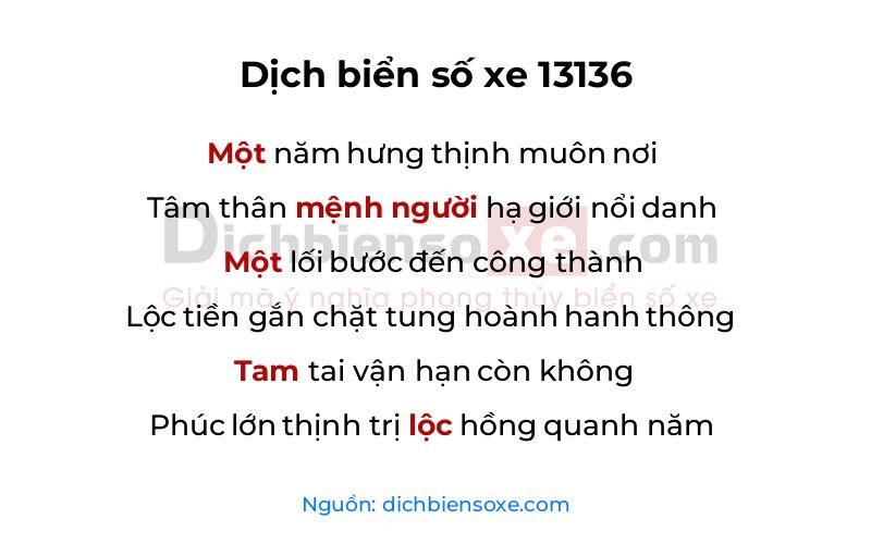 Dịch thơ biển số 13136