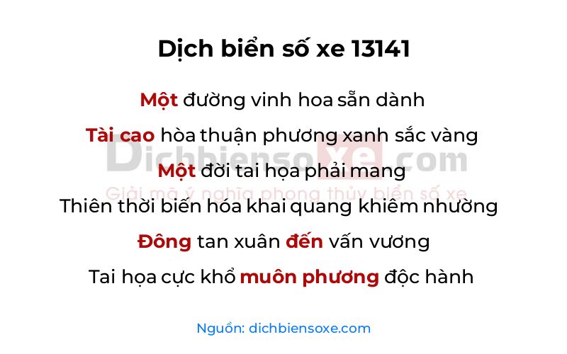 Dịch thơ biển số 13141