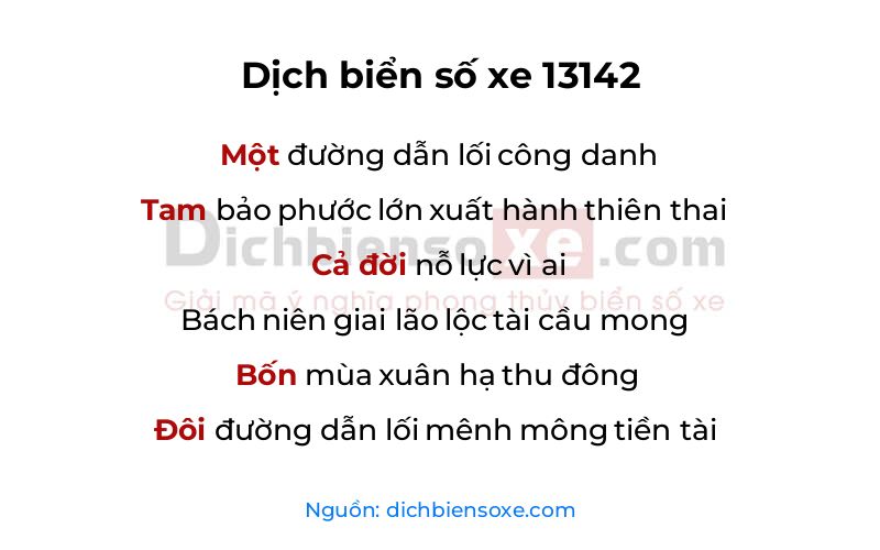 Dịch thơ biển số 13142