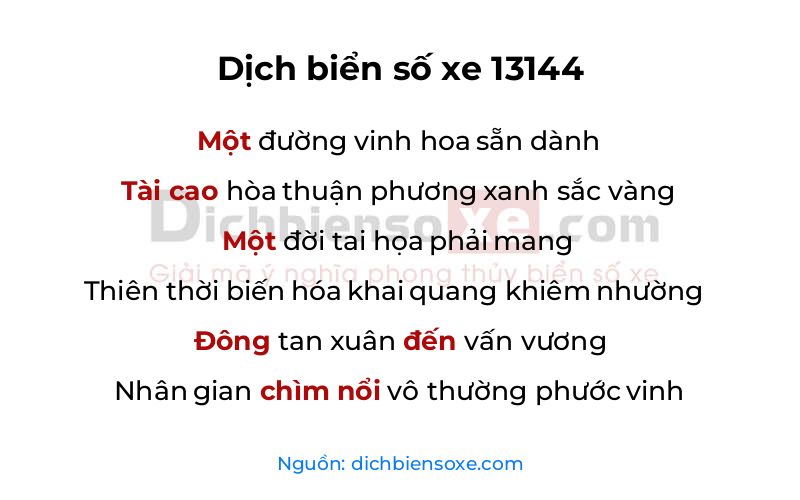 Dịch thơ biển số 13144