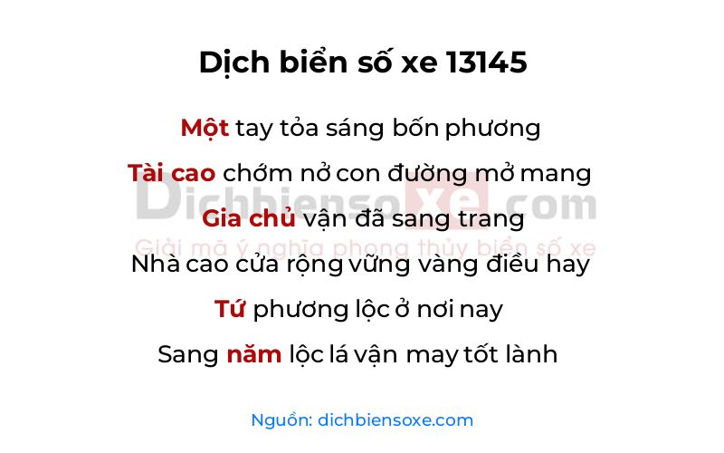 Dịch thơ biển số 13145