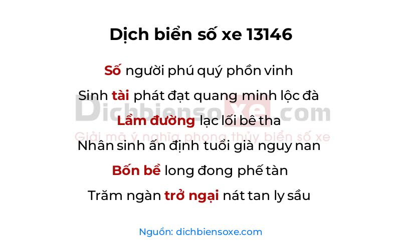 Dịch thơ biển số 13146