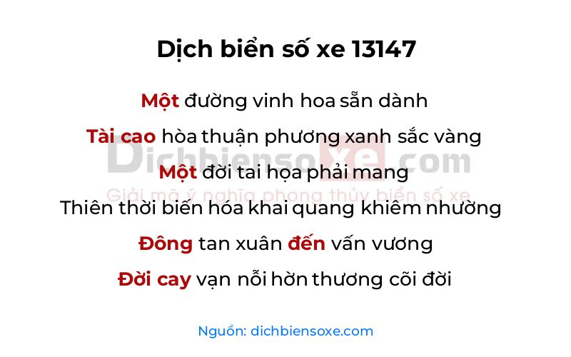 Dịch thơ biển số 13147