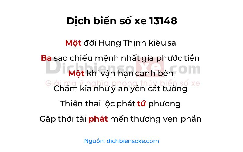 Dịch thơ biển số 13148
