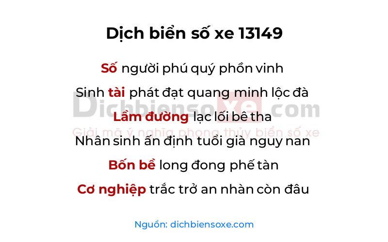 Dịch thơ biển số 13149