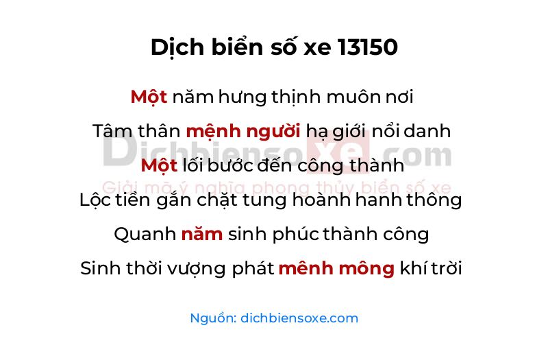 Dịch thơ biển số 13150