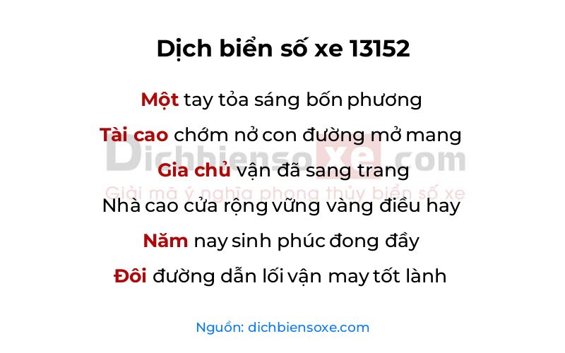 Dịch thơ biển số 13152