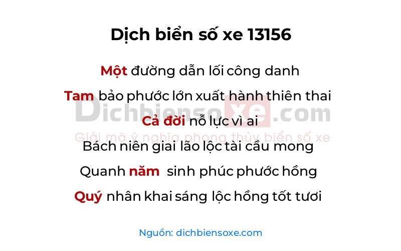 Dịch thơ biển số 13156