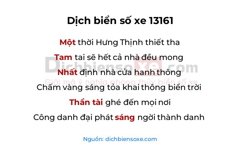 Dịch thơ biển số 13161