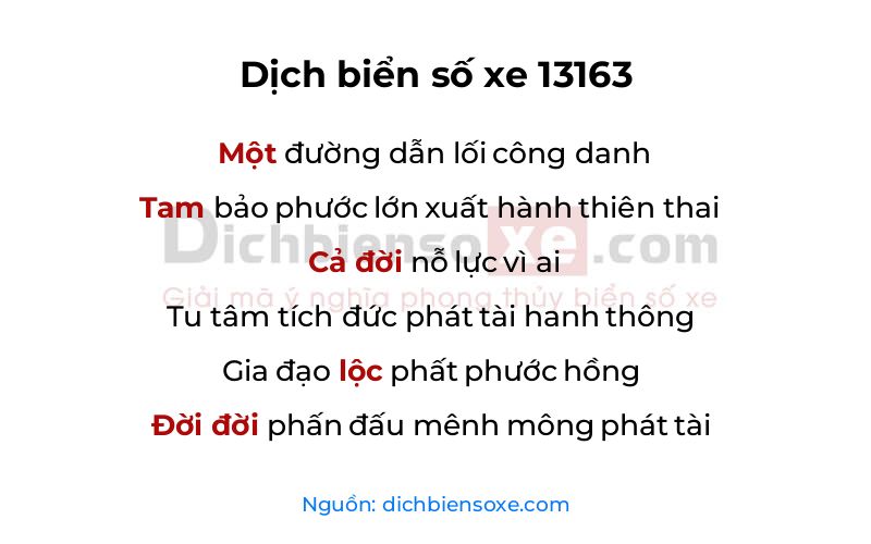 Dịch thơ biển số 13163