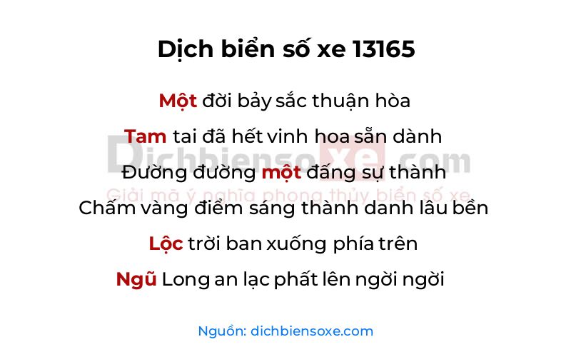 Dịch thơ biển số 13165