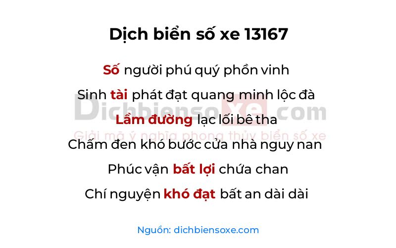 Dịch thơ biển số 13167