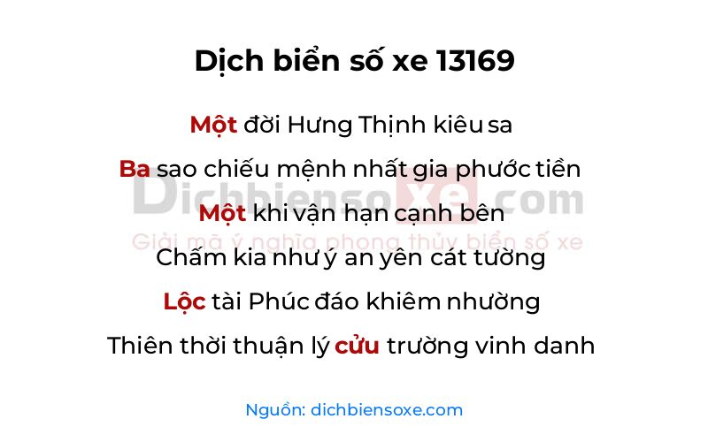 Dịch thơ biển số 13169