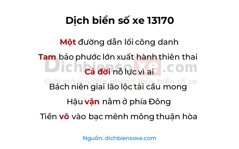 Dịch thơ biển số 13170