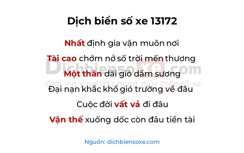 Dịch thơ biển số 13172