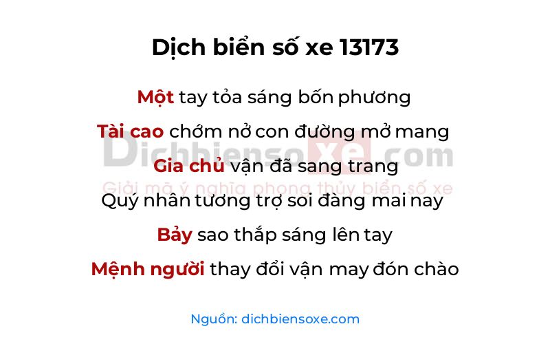 Dịch thơ biển số 13173