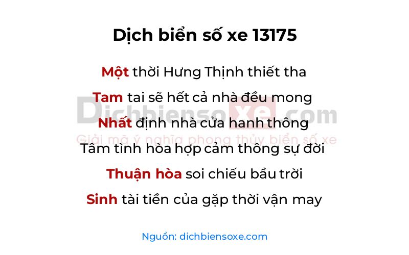 Dịch thơ biển số 13175