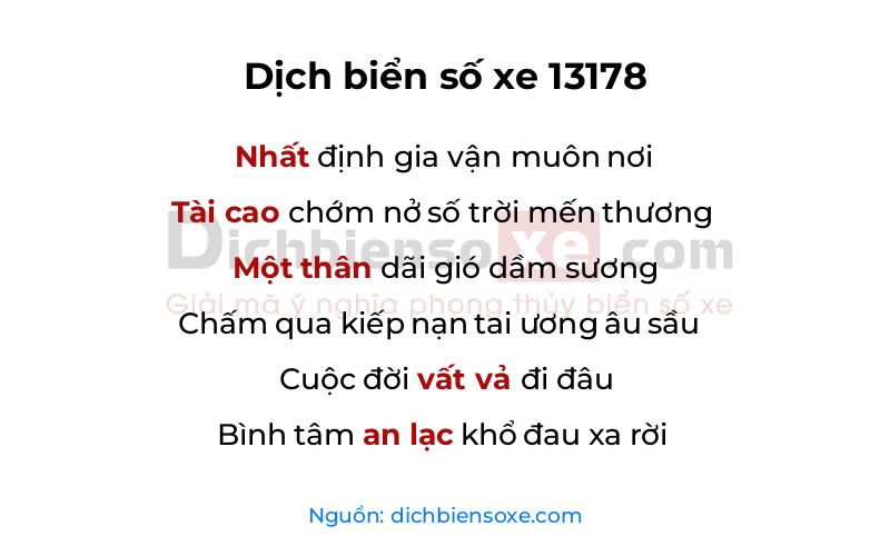 Dịch thơ biển số 13178