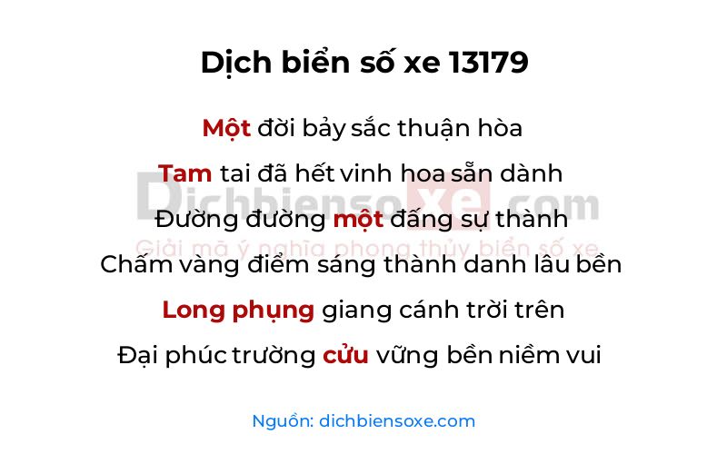 Dịch thơ biển số 13179