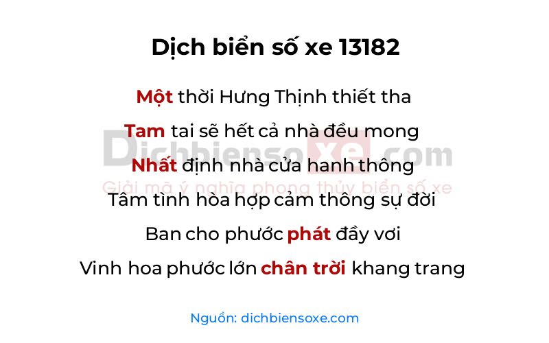 Dịch thơ biển số 13182
