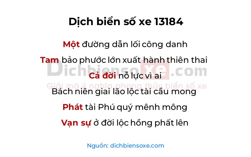 Dịch thơ biển số 13184