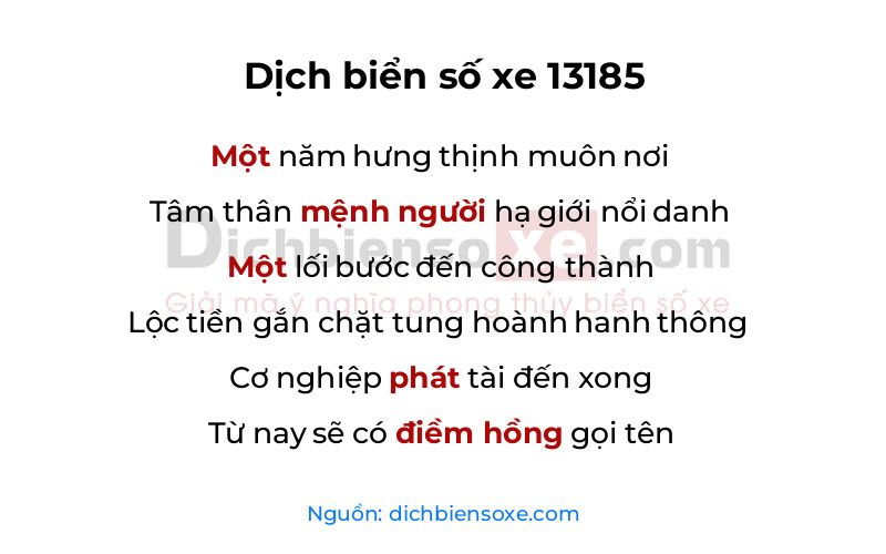 Dịch thơ biển số 13185