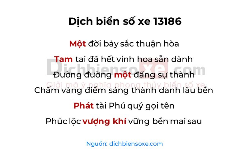 Dịch thơ biển số 13186