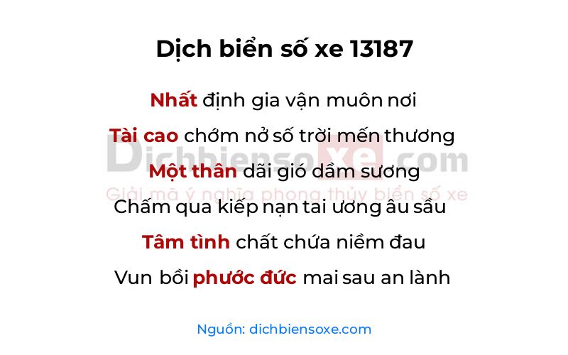 Dịch thơ biển số 13187