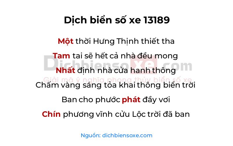 Dịch thơ biển số 13189