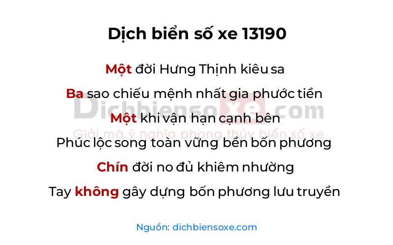 Dịch thơ biển số 13190