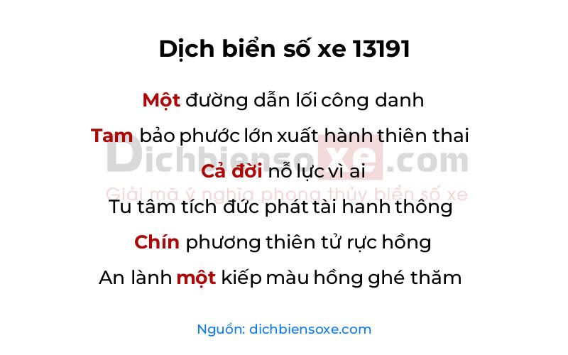 Dịch thơ biển số 13191