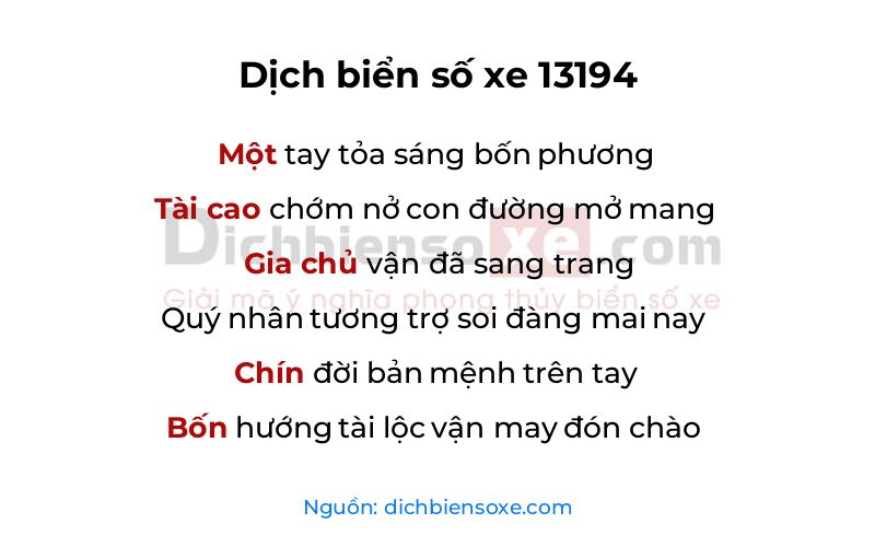 Dịch thơ biển số 13194
