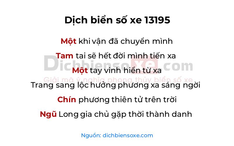 Dịch thơ biển số 13195