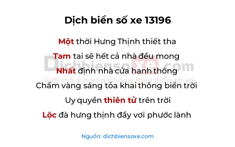 Dịch thơ biển số 13196
