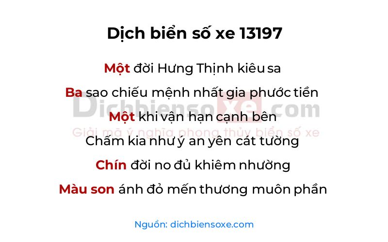 Dịch thơ biển số 13197