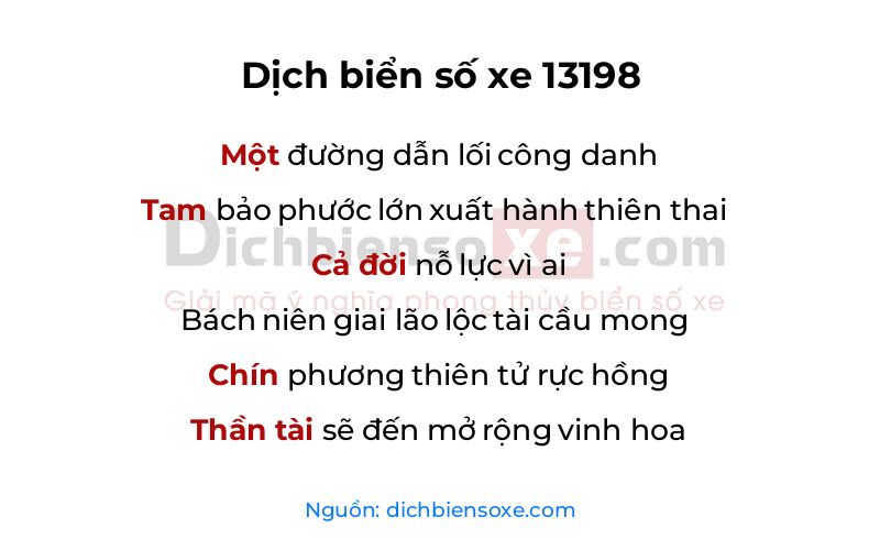 Dịch thơ biển số 13198