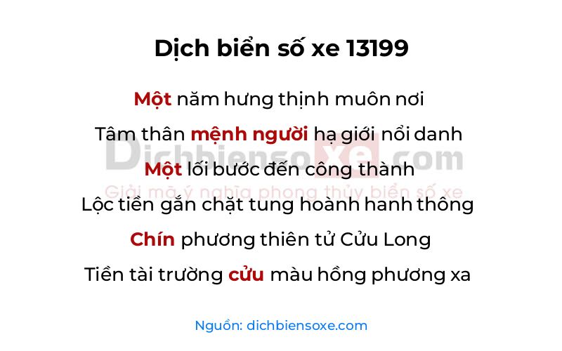 Dịch thơ biển số 13199