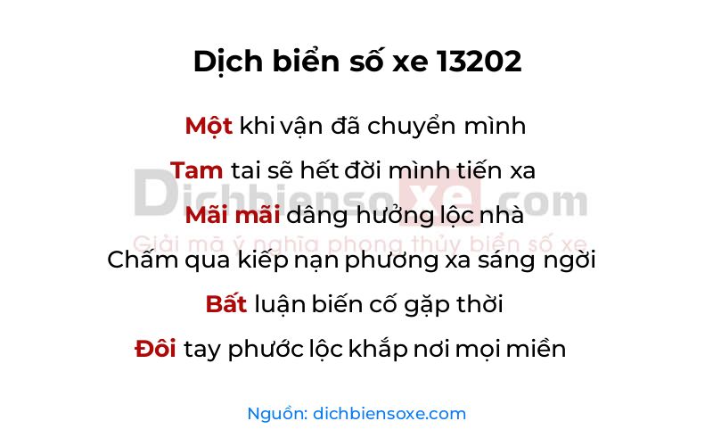 Dịch thơ biển số 13202
