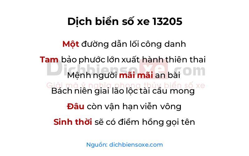 Dịch thơ biển số 13205