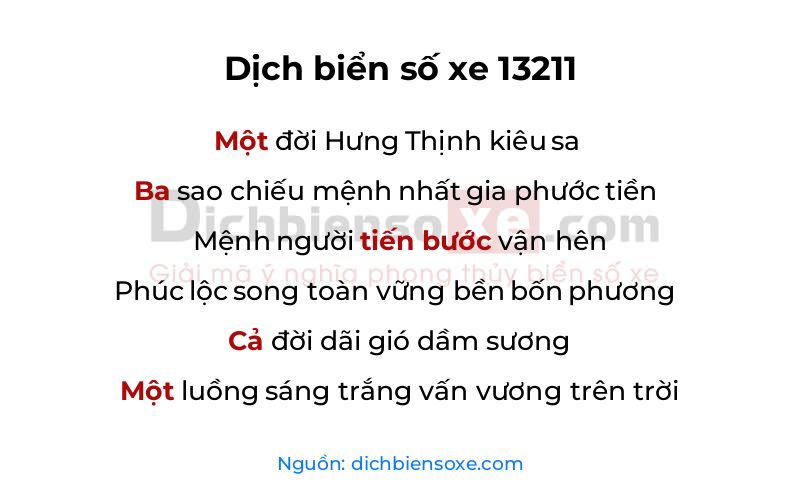 Dịch thơ biển số 13211
