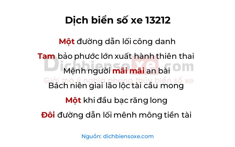 Dịch thơ biển số 13212
