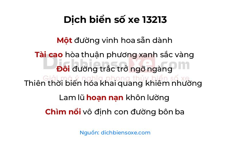 Dịch thơ biển số 13213