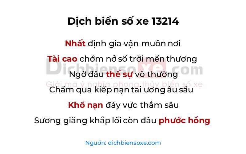 Dịch thơ biển số 13214