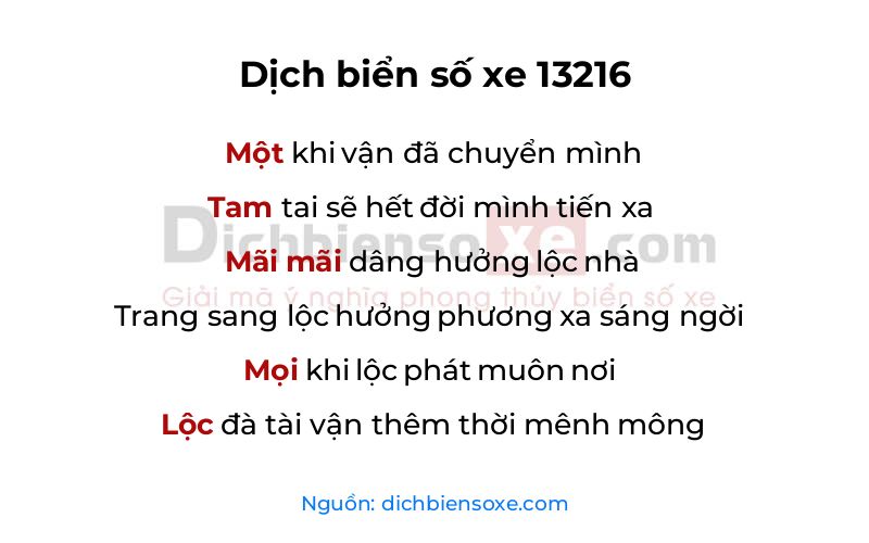 Dịch thơ biển số 13216