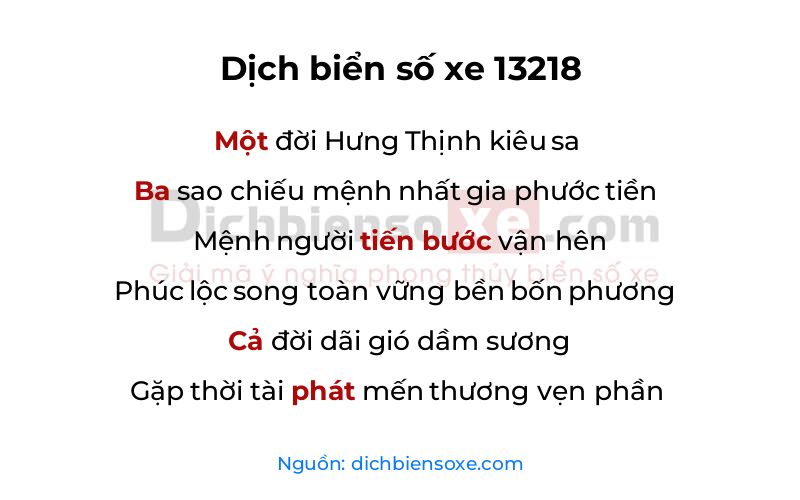 Dịch thơ biển số 13218