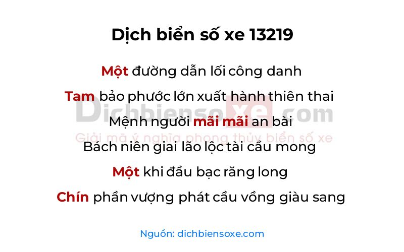 Dịch thơ biển số 13219