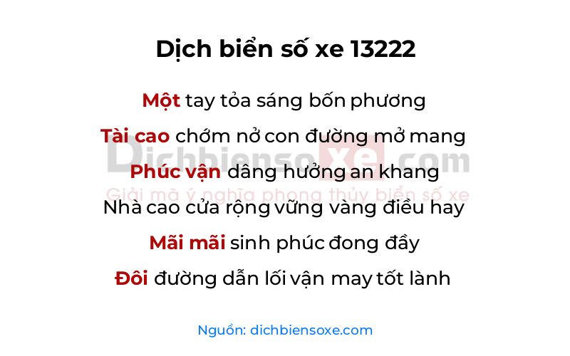 Dịch thơ biển số 13222